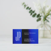 Professioneel modern gewoon blauw zwart monogram visitekaartje (Staand voorkant)