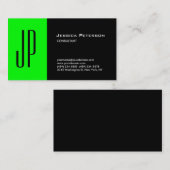 Professioneel Modern Gewoon Groen Zwart Monogram Visitekaartje (Voorkant / Achterkant)