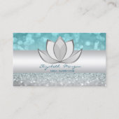 Professioneel modern Glittery Bokeh Silver Lotus Visitekaartje (Voorkant)