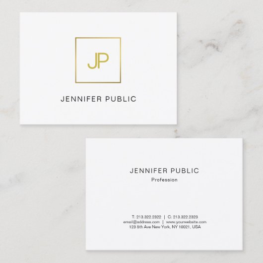 Professioneel modern Gold Monogram Creatief Ontwer Visitekaartje (Voorkant / Achterkant)
