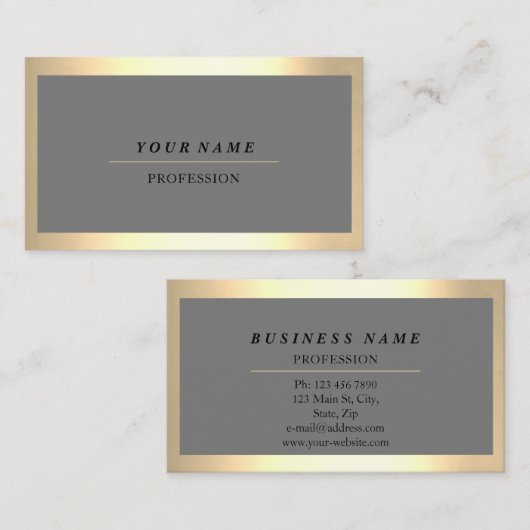 Professioneel modern Golden Framed Grey Consulting Visitekaartje (Voorkant / Achterkant)
