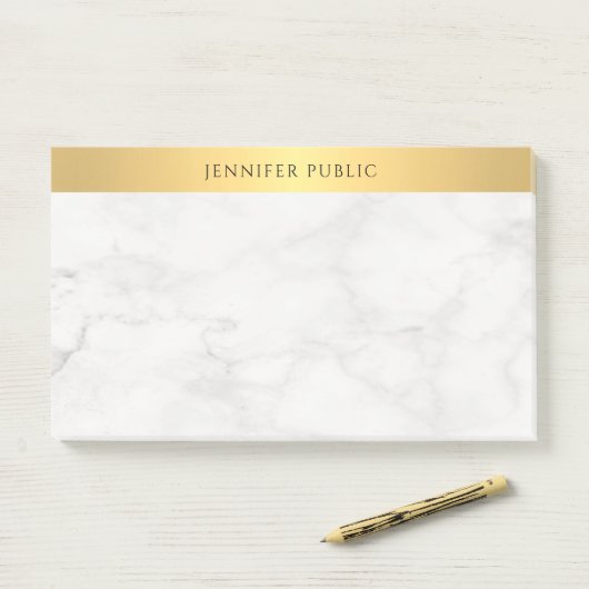 Professioneel Modern Goud en Marmer Elegant Plain Post-it® Notes (Op bureau)