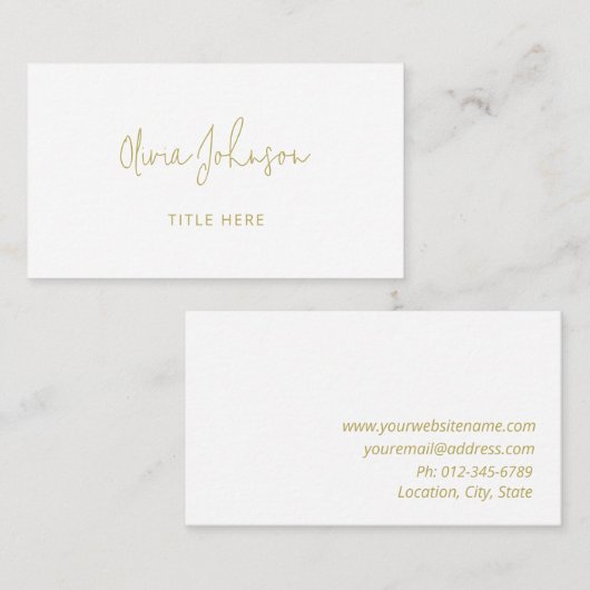 Professioneel Modern Goud Wit Visitekaartje (Voorkant / Achterkant)