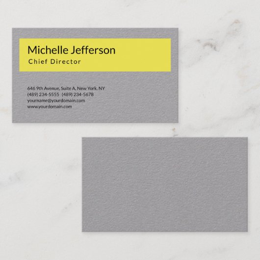 Professioneel Modern Grijs Geel Minimalistisch Vla Visitekaartje (Voorkant / Achterkant)