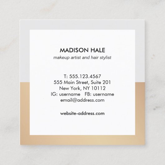 Professioneel modern grijs monogram vierkante visitekaartje (Achterkant)