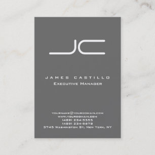Professioneel modern grijs monogram visitekaartje