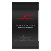 Professioneel modern grijs rood monogram magnetisch visitekaartje (Voorkant Verticaal)