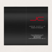 Professioneel modern grijs rood monogram visitekaartje (Buitenkant ongevouwen)