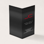 Professioneel modern grijs rood monogram visitekaartje (Buitenkant)