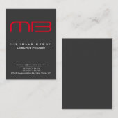 Professioneel modern grijs rood monogram visitekaartje (Voorkant / Achterkant)