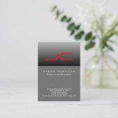 Professioneel modern grijs rood monogram visitekaartje (Staand voorkant)