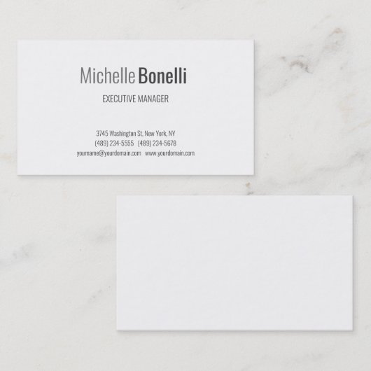 Professioneel, modern, grijs, witminimalistisch visitekaartje (Voorkant / Achterkant)