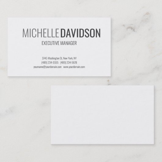 Professioneel, modern, grijs, witminimalistisch visitekaartje (Voorkant / Achterkant)