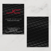 Professioneel modern grijs zwart monogram visitekaartje (Voorkant / Achterkant)