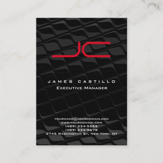 Professioneel modern grijs zwart monogram visitekaartje (Voorkant)