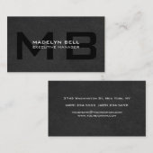 Professioneel modern grijs zwart monogram visitekaartje (Voorkant / Achterkant)