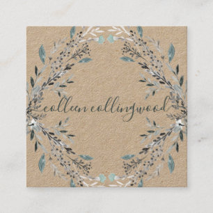 Professioneel modern handgeschreven kraftpapier vierkante visitekaartje