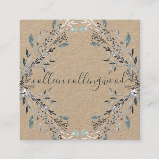 Professioneel modern handgeschreven kraftpapier vierkante visitekaartje (Voorkant)