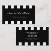 Professioneel Modern Handschrift Zwart Wit Streep Visitekaartje (Voorkant / Achterkant)