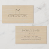 Professioneel modern houtachtig monogram visitekaartje (Voorkant / Achterkant)