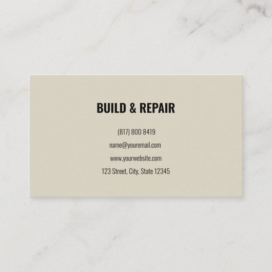 Professioneel, modern houten tapijt visitekaartje (Achterkant)