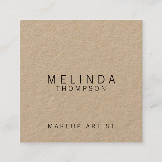 Professioneel modern kraftpapier vierkante visitekaartje (Voorkant)
