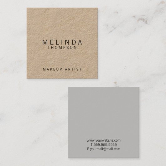 Professioneel modern kraftpapier vierkante visitekaartje (Voorkant / Achterkant)