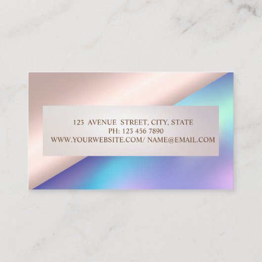 Professioneel, modern Lijst Roos Gold Holographic Visitekaartje (Achterkant)
