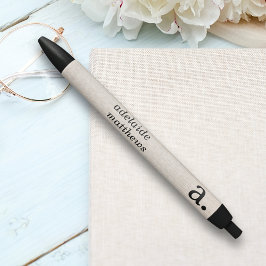 Professioneel modern linnen uitzicht monogram init zwarte inkt pen