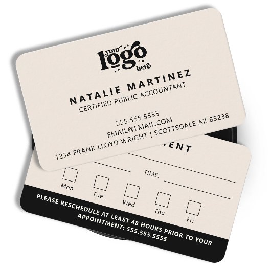 Professioneel Modern Logo Uw volgende afspraak Visitekaartje