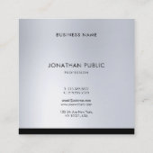 Professioneel Modern Luxe Elegant Zilver Vierkante Visitekaartje (Achterkant)
