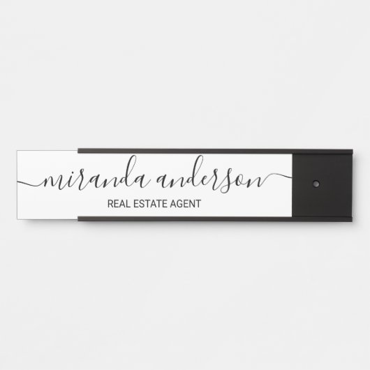 Professioneel modern Manuscript zwart-wit Deurbordje (Voorkant)