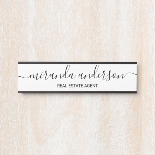 Professioneel modern Manuscript zwart-wit Deurbordje (Voorkant)