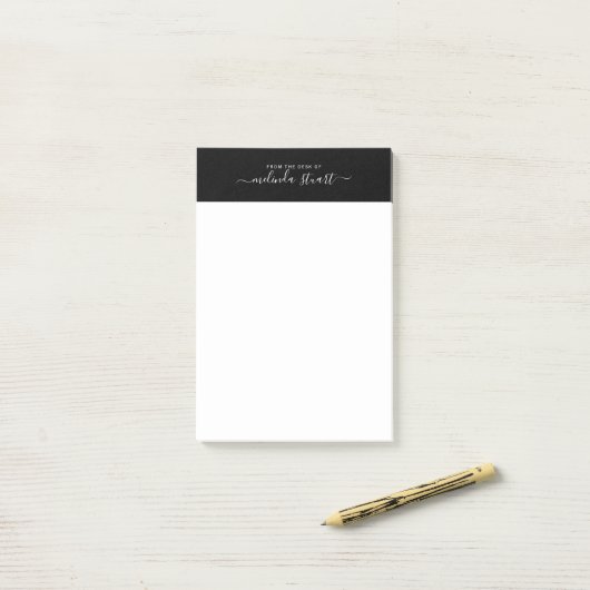 Professioneel modern Manuscript zwart-wit Post-it® Notes (Op bureau)