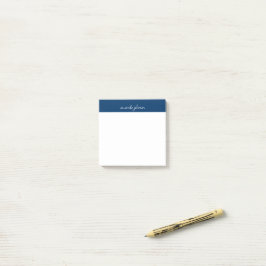 Professioneel modern marineblauw monogram volledig post-it® notes