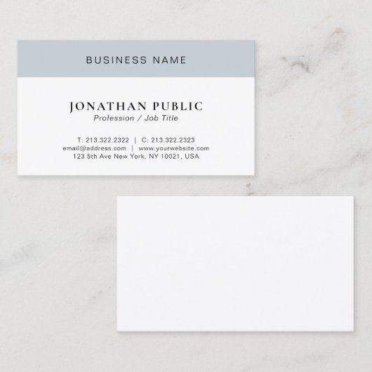 Professioneel Modern Minimaal Elegant Wit & Zilver Visitekaartje (Voorkant / Achterkant)