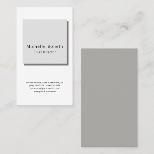 Professioneel, modern, minimaal grijs wit visitekaartje (Voorkant / Achterkant)