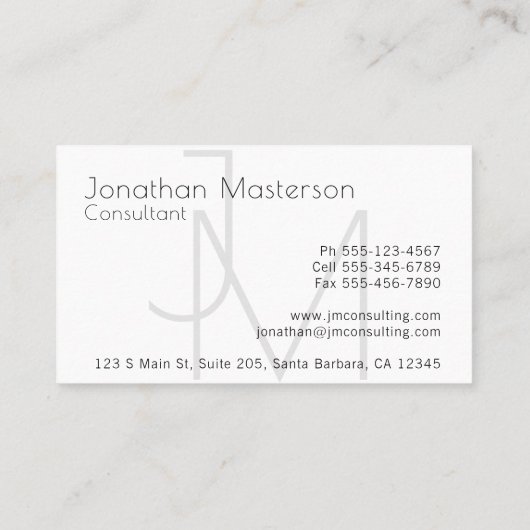 Professioneel, modern, minimaal monogram visitekaartje (Achterkant)