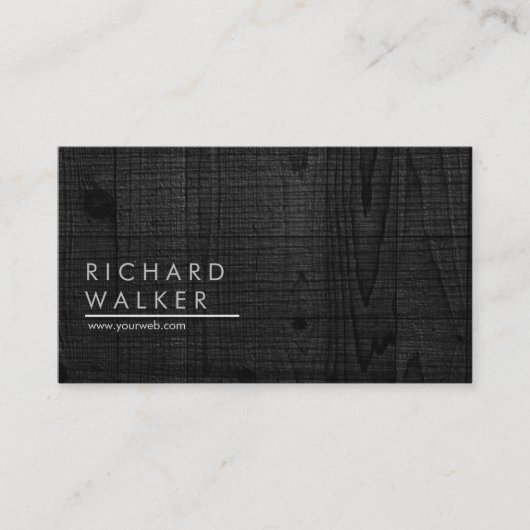 Professioneel, modern, minimaal zwart hout visitekaartje (Voorkant)