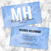 Professioneel modern minimalistisch blauw monogram visitekaartje