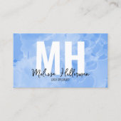 Professioneel modern minimalistisch blauw monogram visitekaartje (Voorkant)