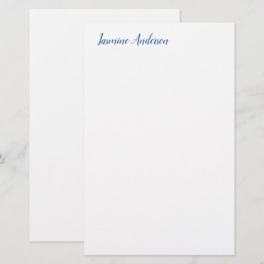 Professioneel Modern Minimalistisch Blauw Wit Briefpapier (Voorkant / Achterkant)