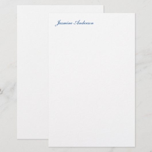 Professioneel Modern Minimalistisch Blauw Wit Briefpapier (Voorkant / Achterkant)