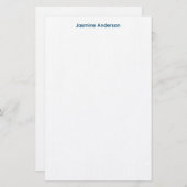 Professioneel modern minimalistisch blauw wit linn briefpapier (Voorkant / Achterkant)