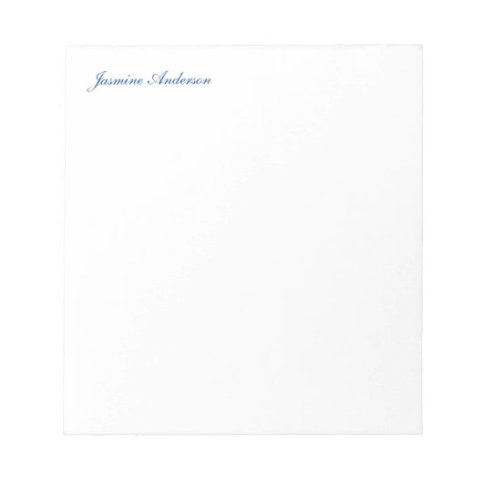 Professioneel Modern Minimalistisch Blauw Wit Notitieblok (Voorkant)