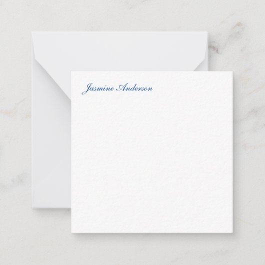 Professioneel Modern Minimalistisch Blauw Wit Notitiekaartje (Voorkant)