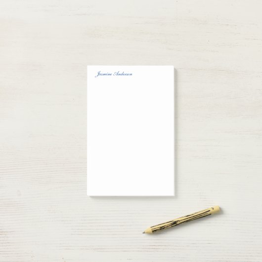 Professioneel Modern Minimalistisch Blauw Wit Post-it® Notes (Op bureau)