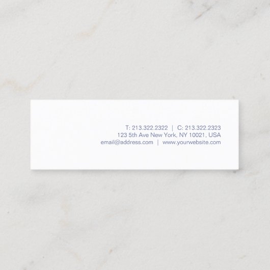 Professioneel, modern, minimalistisch design blauw mini visitekaartje (Achterkant)