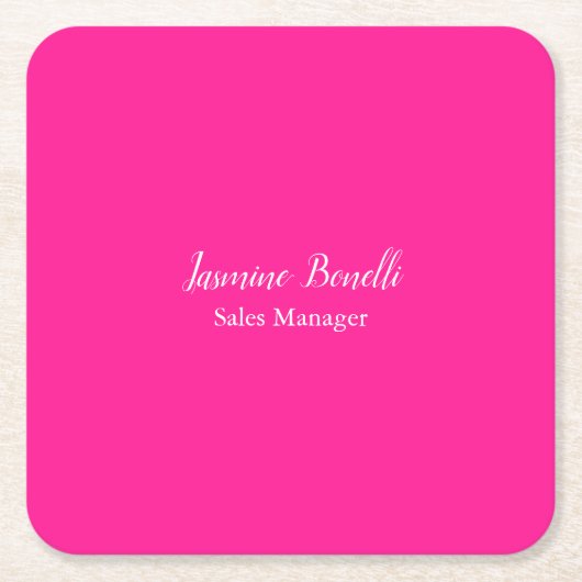 Professioneel Modern Minimalistisch Diep Roze Kartonnen Onderzetters (Voorkant)