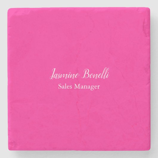 Professioneel Modern Minimalistisch Diep Roze Stenen Onderzetter (Voorkant)